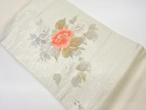 リサイクル　彩秀作　手描き花模様刺繍名古屋帯